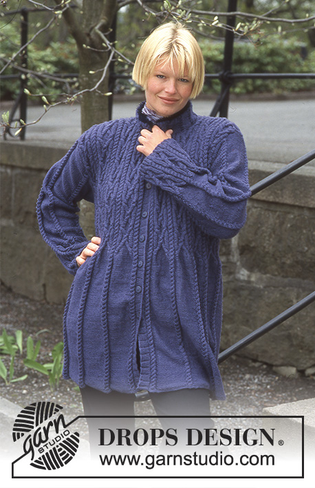DROPS Extra 0-65 - DROPS jacket with cables in “Camelia”. Size XS – XL.