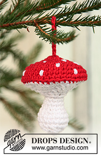 Merry Mushroom / DROPS Extra 0-723 - DROPS háčkované muchomůrky z příze Muskat.