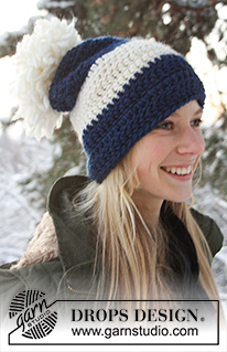 Ski Fun / DROPS Extra 0-751 - Heklet DROPS lue i ”Snow” til barn