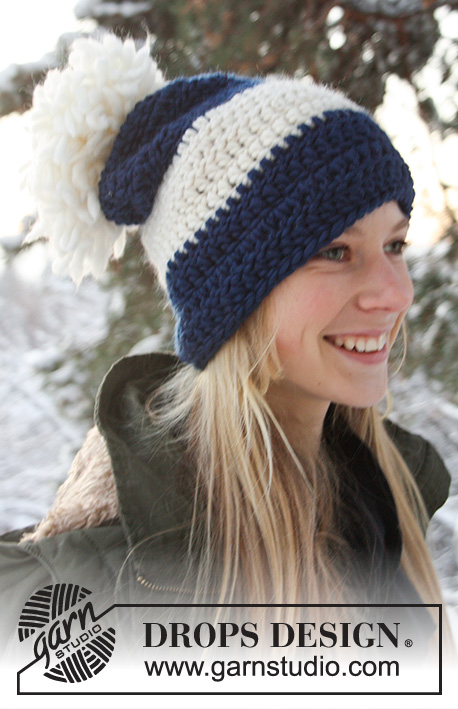 Ski Fun / DROPS Extra 0-751 - Heklet DROPS lue i ”Snow” til barn