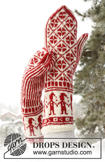 Handy Elves / DROPS Extra 0-791 - Knitted DROPS mittens with Christmas pattern in Fabel. 