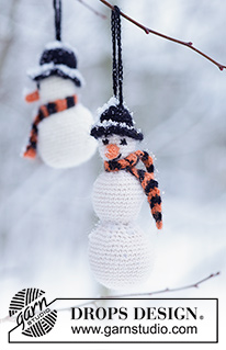 Frosty The Snowman / DROPS Extra 0-801 - Noël DROPS :Bonhomme de neige au crochet, en Alpaca.