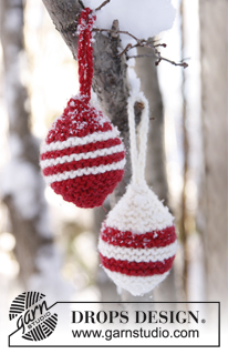 DROPS Extra 0-803 - Gestrickte DROPS Weihnachtskugel in ”Alaska”. 