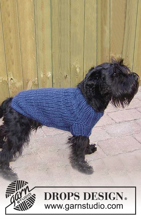 Blue Shadow / DROPS Extra 0-81 - Knitted dog jumper in DROPS Snow. The piece is worked from the tail to the neck with stocking stitch and rib. Sizes XS - L.
