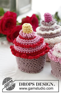 Sweet Sensation / DROPS Extra 0-820 - Hæklet muffin / cupcake i DROPS Muskat