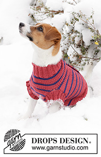 BFF's Jumper / DROPS Extra 0-84 - Koiran neulottu pusero DROPS Merino Extra Fine -langasta. Työ neulotaan hännästä kohti pääntietä. Työssä on sileää neuletta ja raitoja. Selän kohdalla on aukko. Koot XS - L.