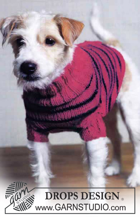 BFF's Jumper / DROPS Extra 0-84 - Koiran neulottu pusero DROPS Merino Extra Fine -langasta. Työ neulotaan hännästä kohti pääntietä. Työssä on sileää neuletta ja raitoja. Selän kohdalla on aukko. Koot XS - L.