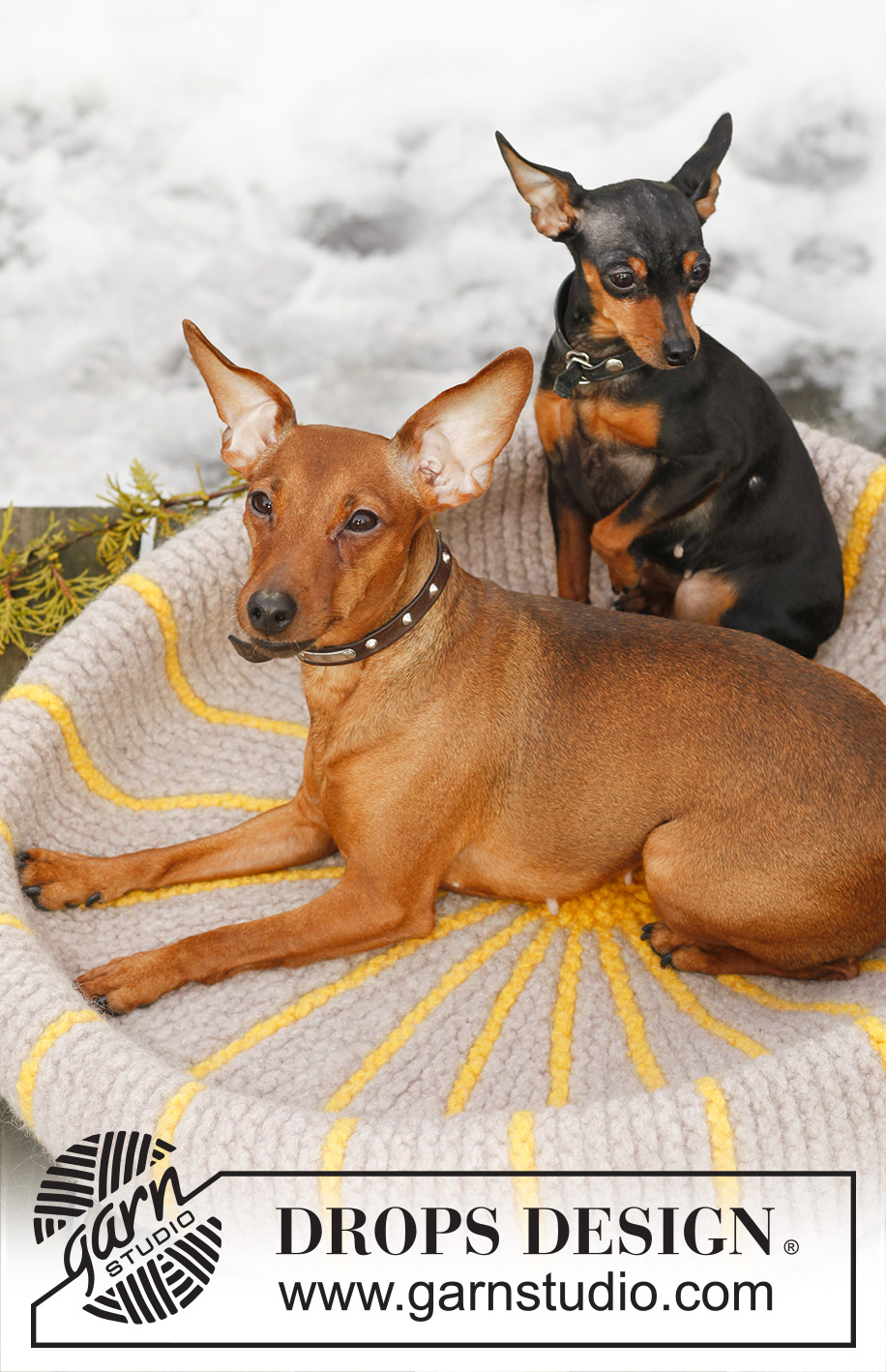 Hot Dogs / DROPS Extra 0-841 - Strikket DROPS Hundekurv i ”Snow”