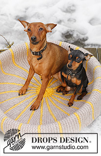 Hot Dogs / DROPS Extra 0-841 - Strikket DROPS Hundekurv i ”Snow”