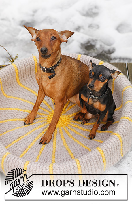Hot Dogs / DROPS Extra 0-841 - Strikket DROPS Hundekurv i ”Snow”