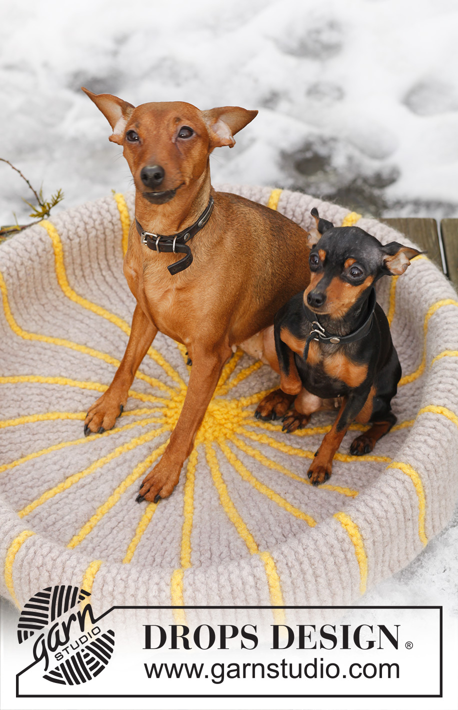 Hot Dogs / DROPS Extra 0-841 - Strikket DROPS Hundekurv i ”Snow”