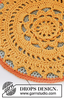 Easter Radiance Doily / DROPS Extra 0-843 - Heklet DROPS gryteklut  i ”Safran” eller DROPS ♥ You #7.