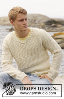 Celtic Ballad / DROPS Extra 0-851 - Gestrickter DROPS Herrenpullover in ”Lima” oder Merino Extra Fine mit doppeltem Perlmuster und Raglan-Ärmeln. Größe S - XXXL.