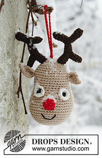 Rudolf / DROPS Extra 0-858 - Heklet DROPS reinsdyr i ”Safran” til jul
