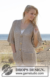 Sand Storm / DROPS Extra 0-918 - Gehaakt DROPS vest van ”Cotton Light”. Maat: S - XXXL.
