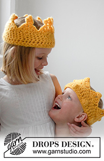 King Arthur / DROPS Extra 0-924 - Gehaakte kroon voor kinderen in DROPS Snow. Maat 2 - 7 jaar.