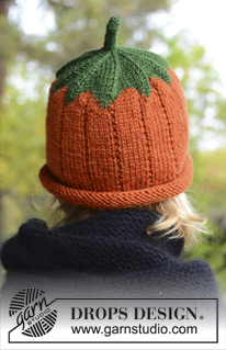Sweet Pumpkin / DROPS Extra 0-966 - Knitted hat for baby and children in DROPS Karisma. Sizes 0 - 8 years. Theme: Halloween