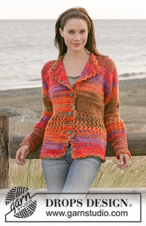 Autumn Aglow Jacket / DROPS 100-12 - DROPS jacket with collar and lace pattern in ”Inka”
