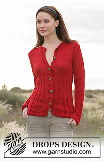 Gillian Cardigan / DROPS 100-2 - DROPS jakke med vrangbord i ”Silke Alpaca”. Str S-XXL