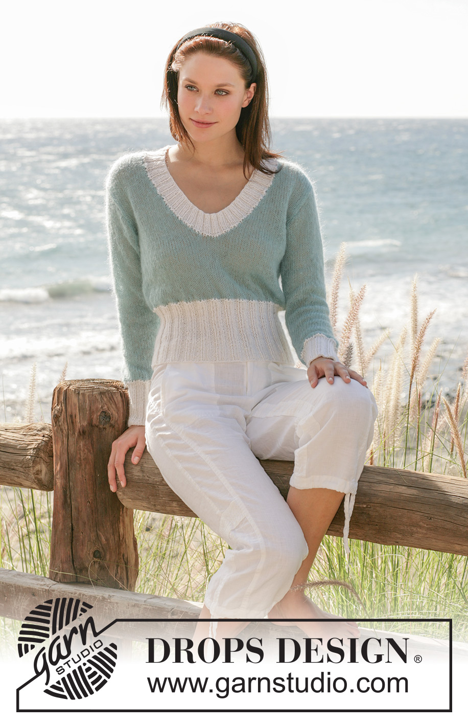 Swansboro / DROPS 100-21 - DROPS jersey knitted in stocking sts with “Vivaldi” and rib in “Alpaca”.