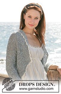 Seaside Serenade / DROPS 100-22 - Cardigan knitted in stocking sts with DROPS Salsa or 2 threads DROPS Sky and a crochet border with DROPS Vivaldi or DROPS Brushed Alpaca Silk.
