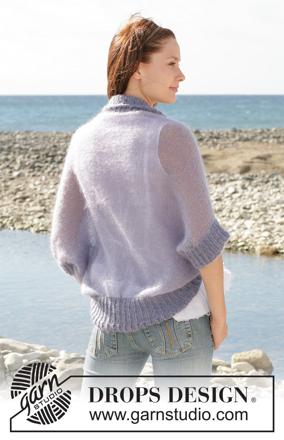 Summer Mirage / DROPS 100-23 - DROPS bolero in stocking sts with rib edges in “Vivaldi” and “Alpaca”. 