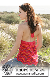 Jazzy Top / DROPS 100-30 - DROPS knitted and crochet top in wavy pattern in “Safran” 