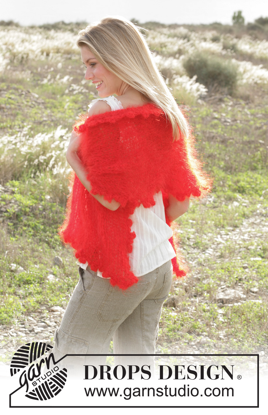 Gypsy Fire Shawl / DROPS 100-31 - DROPS sjal med heklekant i ”Vienna” eller Melody.