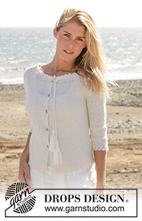 Tossed Tassel Cardigan / DROPS 100-7 - DROPS jacket in garter sts knitted from side to side with picot borders in “Alpaca”. 