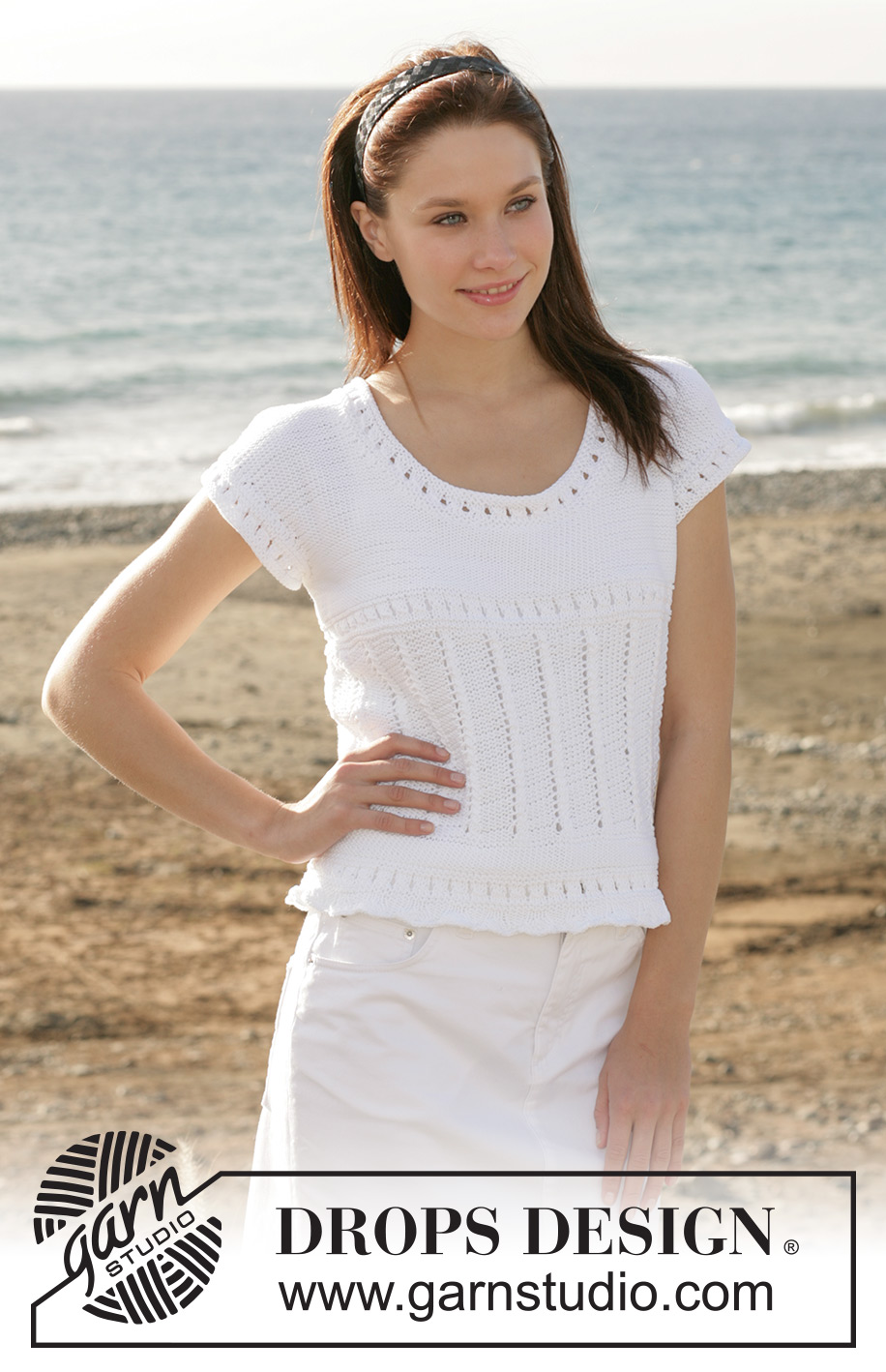 White Lily / DROPS 101-23 - DROPS Top met ajourmotief van ”Muskat”.