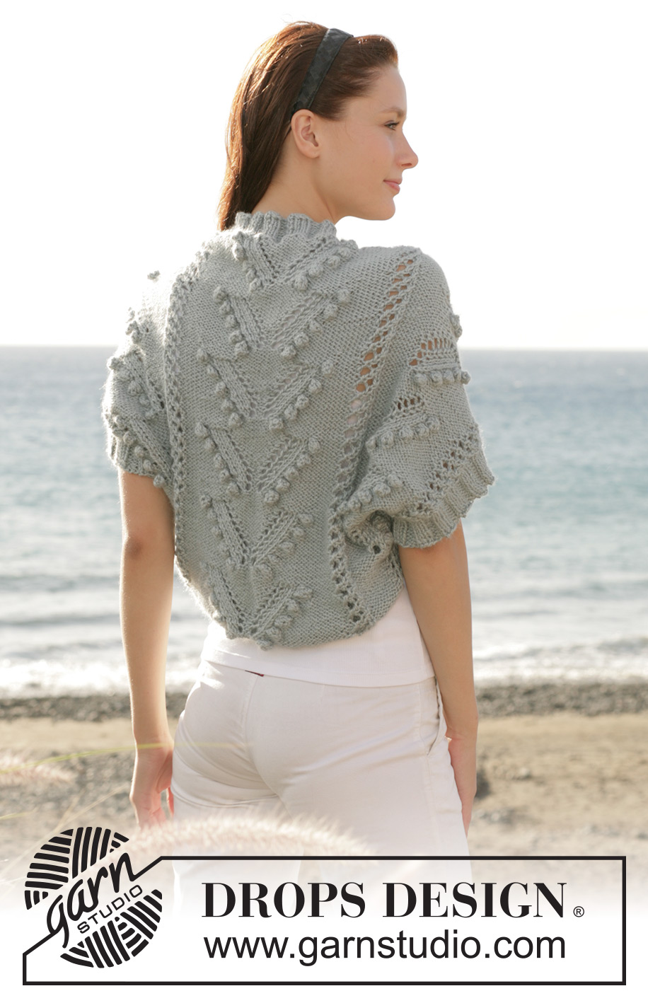 Venetian Romance / DROPS 101-6 - DROPS axelstycke med bubblor och hålmönster i ”Silke-Alpaca”. Stl S-XXL 