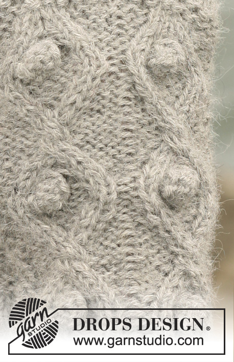 DROPS 102-39 - Gants DROPS avec 2 fils d' « Alpaca » au point irlandais avec nopes