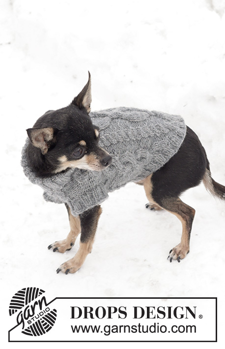 The Lookout / DROPS 102-43 - Knitted DROPS dog coat in ”Karisma” with cable pattern.