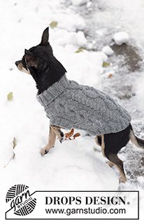 The Lookout / DROPS 102-43 - Knitted DROPS dog coat in ”Karisma” with cable pattern.