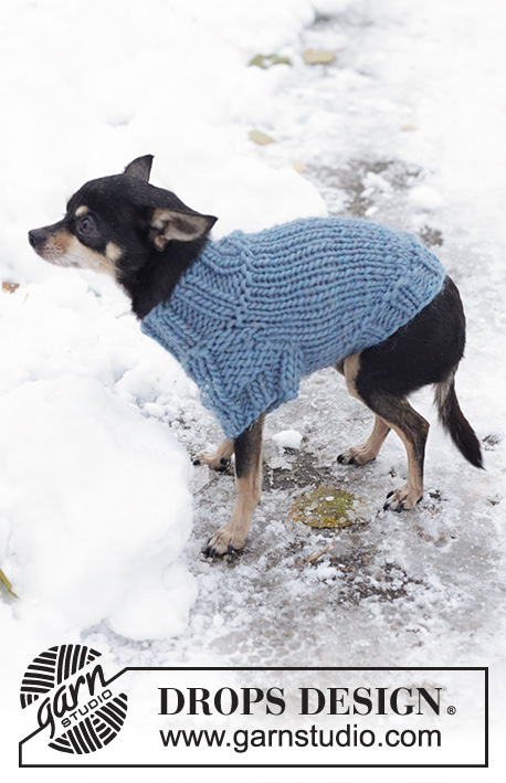 Winter Woof / DROPS 102-44 - Pull tricoté pour chien, en DROPS Snow. Se tricote à partir du col. Du XS au L.