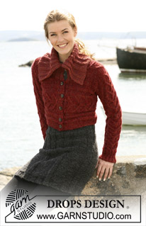 DROPS 103-14 - Short DROPS jacket with cables, knitted from side to side with 2 threads ”Alpaca”. DROPS Skirt in 2 threads ”Alpaca”. Size S to XXXL.