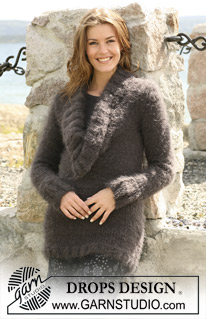 DROPS 103-18 - DROPS sweater with V-neck and Rib in ”Symphony”. Size S-XXXL