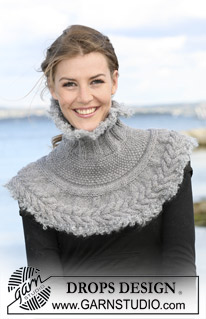 DROPS 103-39 - DROPS collar with textured pattern in ”Alaska” and crocheted edges in ”Puddel”. 