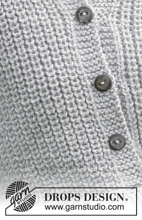 Daphne Cardigan / DROPS 104-33 - Suéter DROPS en “Alaska” con Resorte Inglés y raglán.  Talla S – XXXL