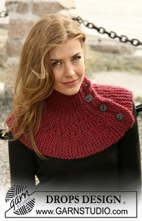 DROPS 104-43 - Garter stitched DROPS neck with buttons in ”Snow”