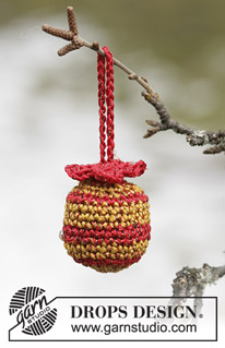 Golden Nugget / DROPS 104-45 - Chrochet Christmas Bauble flower top in DROPS Cotton Viscose and Glitter
