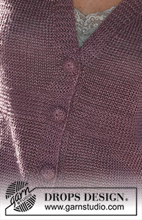 Coletta / DROPS 105-39 - DROPS Vest met ¾-mouwen en gehaakte knopen van ”Lin”. Maat S t/m XXXL.