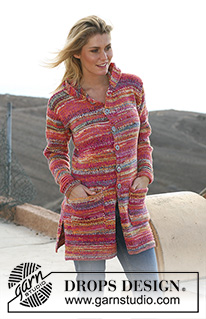 Technicolour Dream / DROPS 106-26 - DROPS jacket with hood in 2 threads ”Fabel” Sizes: S - XXXL