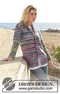 Desert Spring / DROPS 106-29 - DROPS jacket with collar in double thread “Fabel”. Size S – XXXL