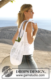 Trip to Santorini / DROPS 106-35 - Crocheted and knitted bag/tote bag with lace pattern in DROPS Muskat