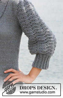 Svetlana / DROPS 108-2 - DROPS jacket in stockinette st with sleeves in wavy pattern in ”Alpaca” and ”Kid Silk”. 
Size S - XXXL.

