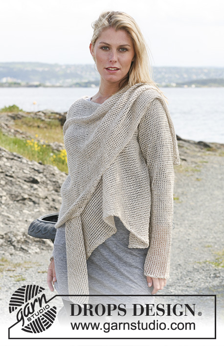 Dune Wrap / DROPS 108-33 - DROPS Jacke in „Lin”. Grösse S-XXXL.