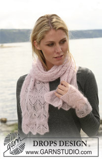 DROPS 108-4 - DROPS Schal und Pulswärmer in „Kid-Silk”.