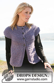 Calm Shoreline Cardi / DROPS 108-40 - Chaqueta DROPS con mangas cortas y pechera redonda en “Snow”. Talla: S – XXXL.