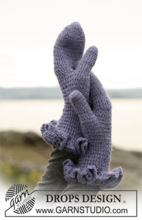 DROPS 108-43 - Hæklede DROPS vanter med flæsekant i ”Alpaca”.